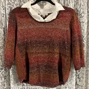 Studio Works Red and Brown Gradient Sweater